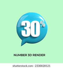 percentage 3d number 30% green blue white 