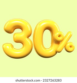 porcentaje 3d número 30% venta amarillo , descuento, elemento de banner