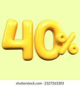 porcentaje 3d número 40% venta amarillo , descuento, elemento de banner