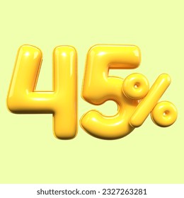 percentage 3d number 45% sale yellow , discount, banner element