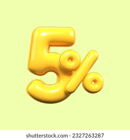 porcentaje 3d número 5% venta amarillo , descuento, elemento banner