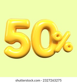 percentage 3d number 50% sale yellow , discount, banner element