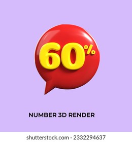 percentage 3d number 50% yellow and Red