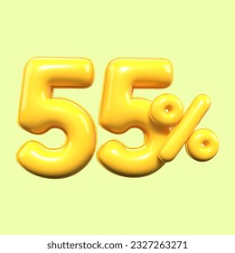 porcentaje 3d número 55% venta amarillo , descuento, elemento de banner