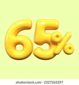 porcentaje 3d número 65% venta amarillo , descuento, elemento de banner