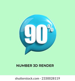 percentage 3d number 90% green blue white 