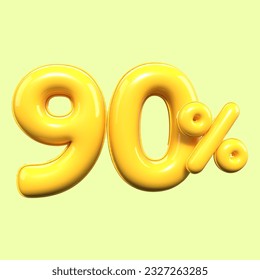 porcentaje 3d número 90% venta amarillo , descuento, elemento de banner