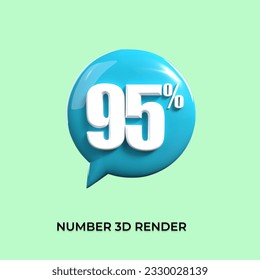 percentage 3d number 95% green blue white 