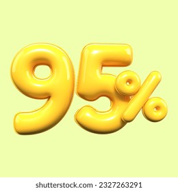 porcentaje 3d número 95% venta amarillo , descuento, elemento de banner