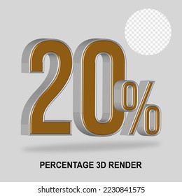 Percentage 3D render gold silver style