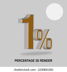 Percentage 3D render gold silver style
