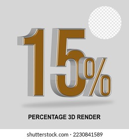 Percentage 3D render gold silver style