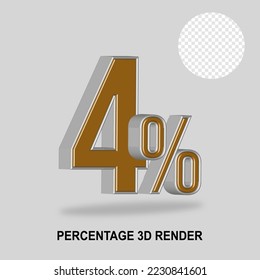Percentage 3D render gold silver style