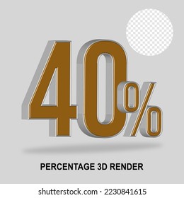 Percentage 3D render gold silver style