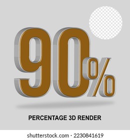 Percentage 3D render gold silver style