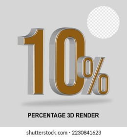Percentage 3D render gold silver style