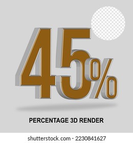 Percentage 3D render gold silver style