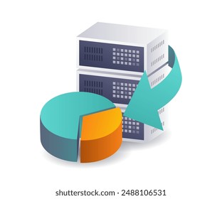 Percentage Analysis of Server Data flat illustration
