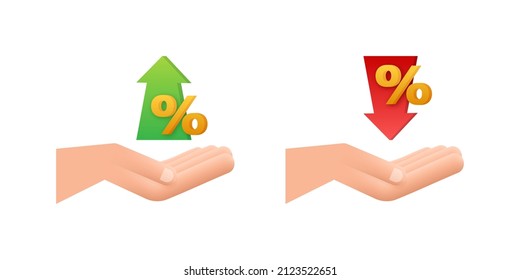 Percentage With Arrow Up And Down. Banking, Credit, Interest Rate. Vector Stock Illustration.