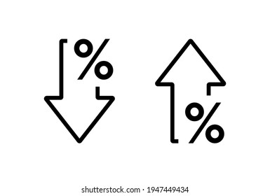 Percentage arrow up and down line icon. Percentage arrow with percent sign. Design concept for banking, credit, interest rate, finance and money sphere.