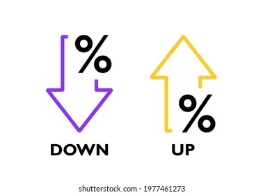 Percentage arrow up and down line icon. Percentage arrow with percent sign. Design concept for banking, credit, interest rate, finance and money sphere.