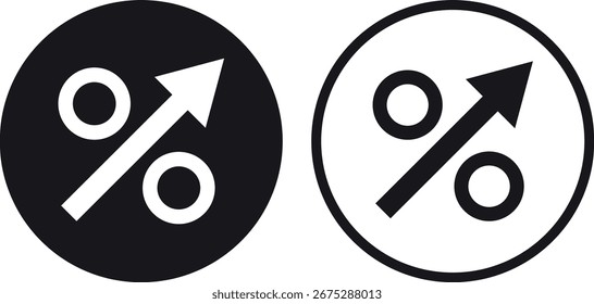 Percentage arrow up icon set in two styles . Percent up icon . Vector illustration