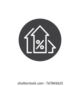 Percentage up arrows icon vector, filled flat sign, solid pictogram isolated on white. Profits arrow symbol, logo illustration.