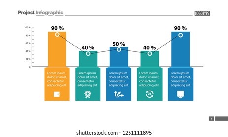 Percentage bar chart with five elements. Business data. Graph, background, design. Concept for infographic, template, presentation, performance, report. Can be used for topics like statistics.
