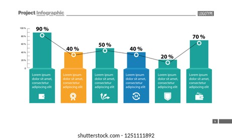 Percentage bar chart with six elements. Business data. Design, chart, diagram. Concept for infographics, template, presentation, report. Can be used for topics like marketing, analysis, research.