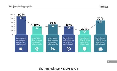 Percentage bar chart with six elements. Business data. Design, chart, diagram. Concept for infographics, template, presentation, report. Can be used for topics like marketing, analysis, research