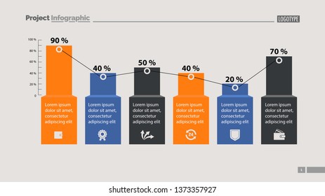 Percentage bar chart with six elements. Business data. Design, chart, diagram. Concept for infographics, template, presentation, report. Can be used for topics like marketing, analysis, research