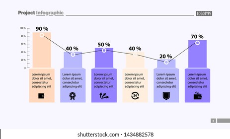 Percentage bar chart with six elements. Business data. Design, chart, diagram. Concept for infographics, template, presentation, report. Can be used for topics like marketing, analysis, research