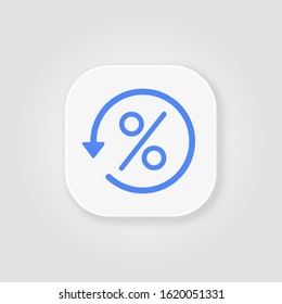 Percentage blue vector icon, illustration symbol on gray background