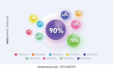 Gráfico Infográfico de Porcentagem de Bolhas Infográficas de Várias Cores Gráfico Infográfico de Bolhas