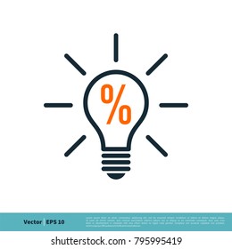 Percentage Bulb Icon Vector Logo Template Illustration Design. Vector EPS 10.