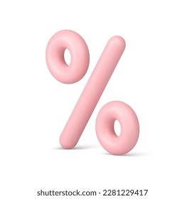 Percentage business shopping pink symbol financial accounting promo 3d icon realistic vector illustration. Percent economy internet store shop commercial sale discount special offer cost rate badge