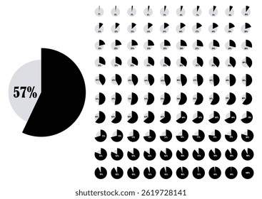 Percentage Chart Icon set with circular fill shapes, bold progress segments, clean gauge rings, and data marks used for showing numeric progress levels.