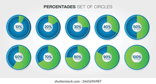 Percentage Circle Chart Set Data Visualization Infographic for Statistics and Progress Tracking