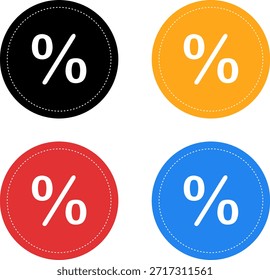 Conjunto de iconos de círculo porcentual, oferta de descuento de Vector plano y símbolos de promoción de ventas