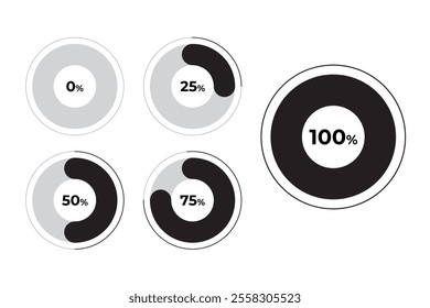 Percentage Circle Progress Bar Loading Indicator. Set of Loading Indicator