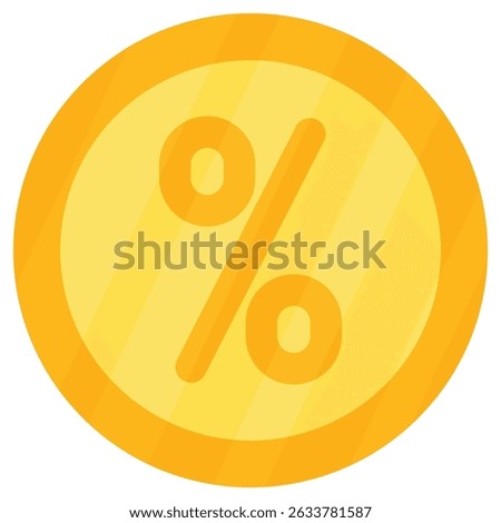 Percentage coin flat icon isolated on white background.