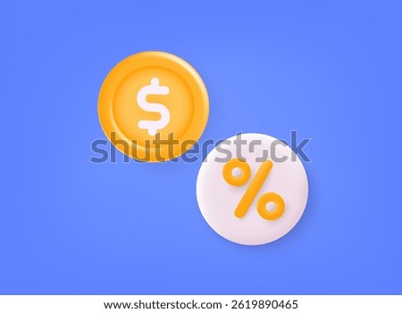 Percentage commission icon.  3D Web Vector Illustrations.