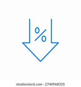 percentage decrease icon sign vector
