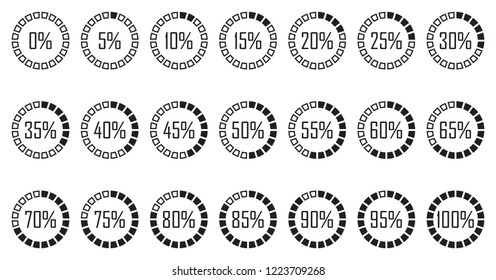 Percentage Diagram Icons. Black Flat Design. Vector Illustration. 