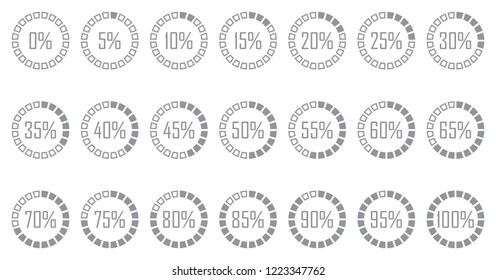 Percentage Diagram Icons. Gray Flat Design. Vector Illustration. 