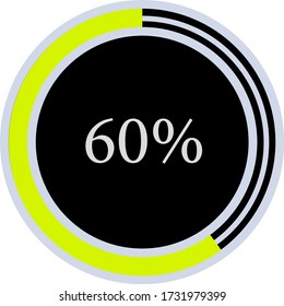 percentage diagram showing 60% ready-to-use for web design, user interface (UI) or infographic - indicator with yellow and black