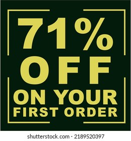 Percentage discount on vector art illustration with fantastic font on black and yellow background color