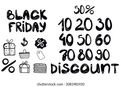 Percentage discount. Sale. discount ellements set, Sale and discount labels