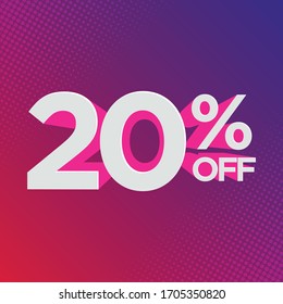 Percentage discount symbol 20% off