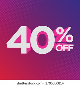 Percentage Discount Symbol 40% Off